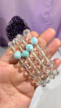 9.5mm Quartz & Larimar Bracelet