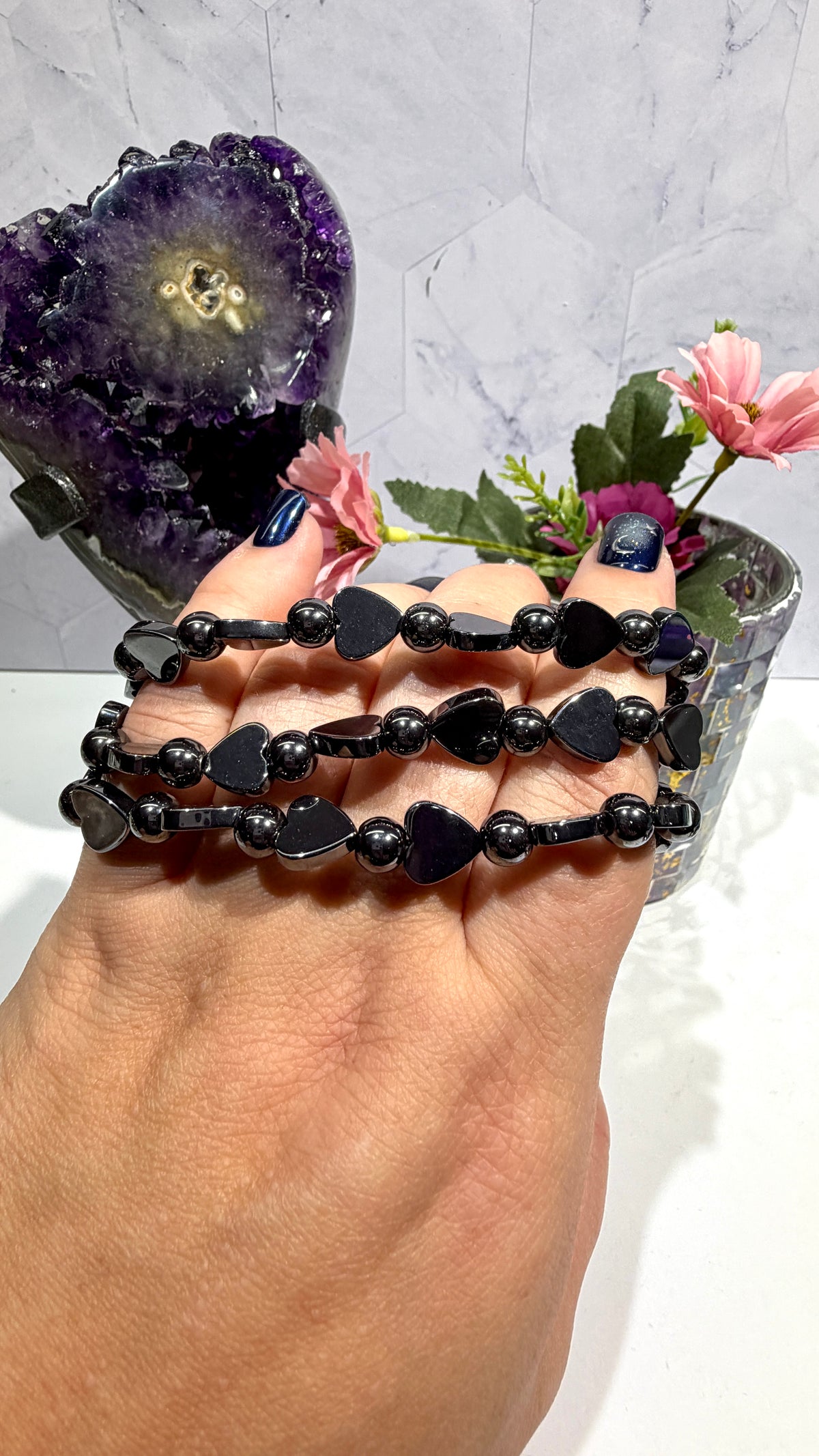 Hematite Heart Bracelet
