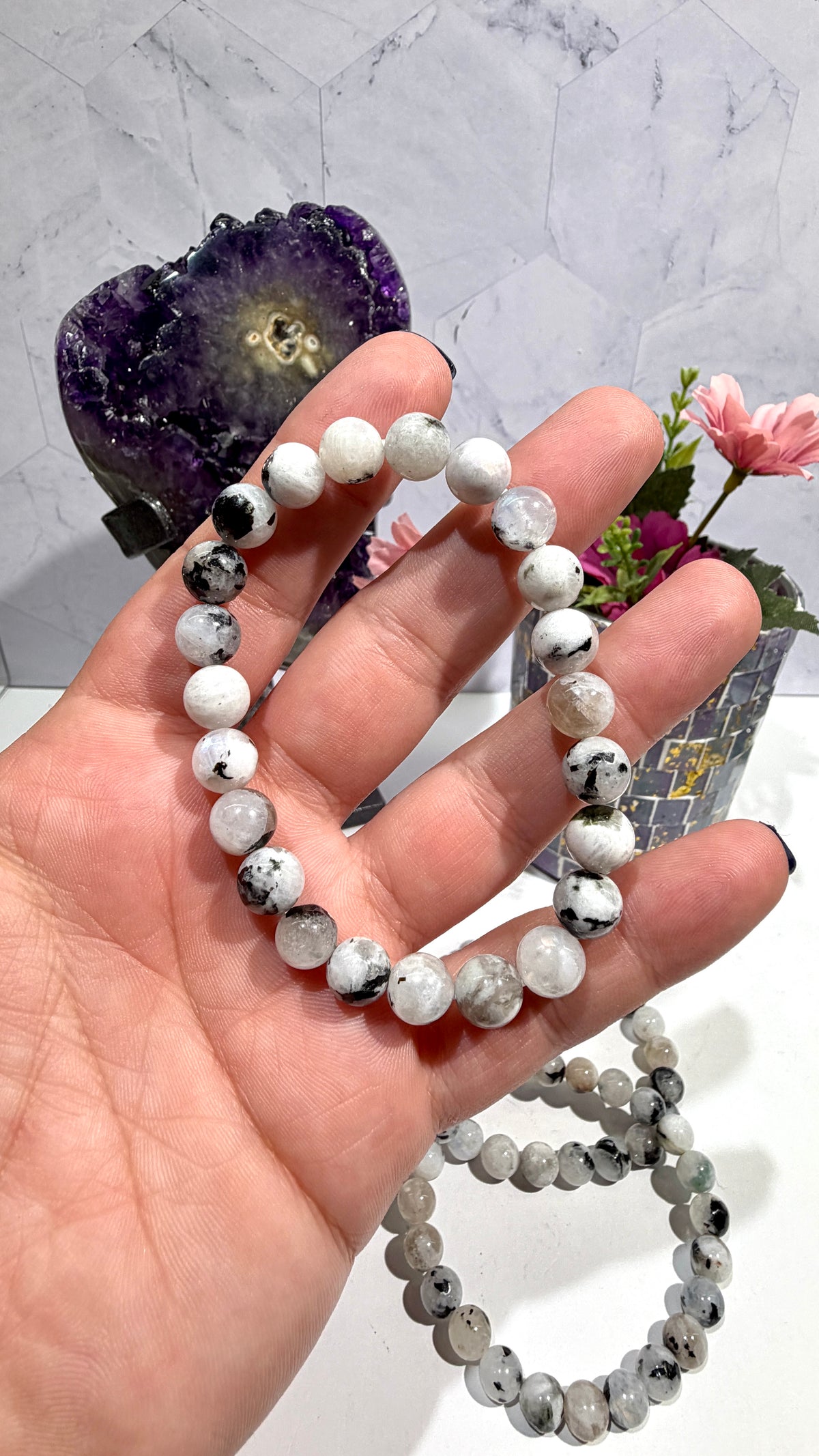 8mm Rainbow Moonstone Bracelet