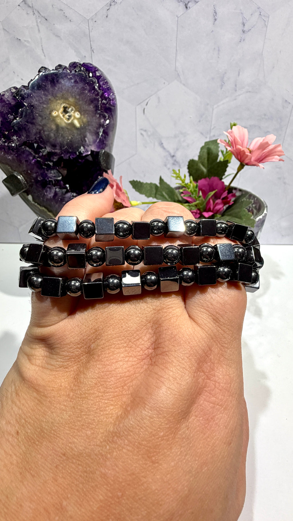Hematite Cube Bracelet