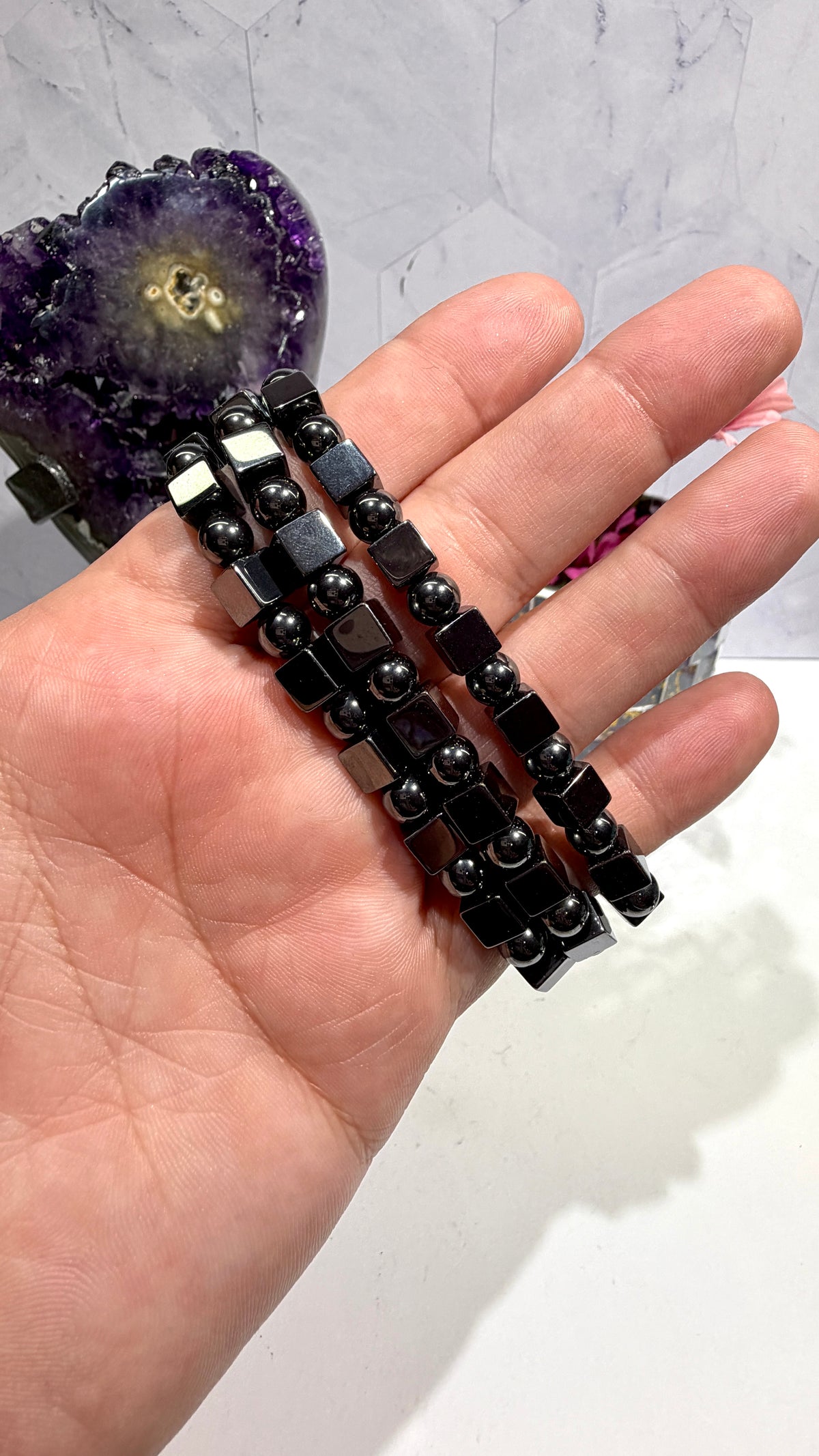 Hematite Cube Bracelet