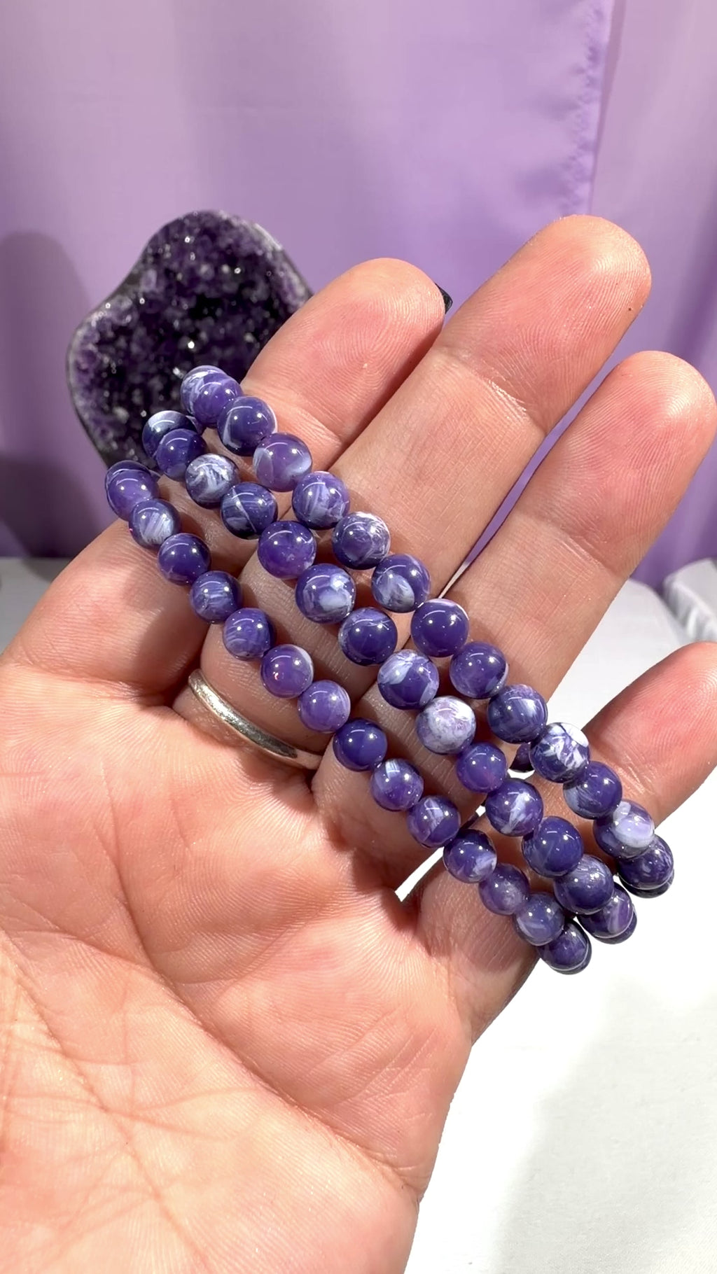 6.5mm Chevron Lavender Quartz Bracelet